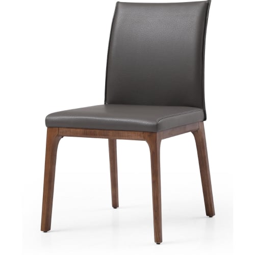 Windsor Low Back Dining Chair in Dark Grey Eco Leather & Walnut Finish